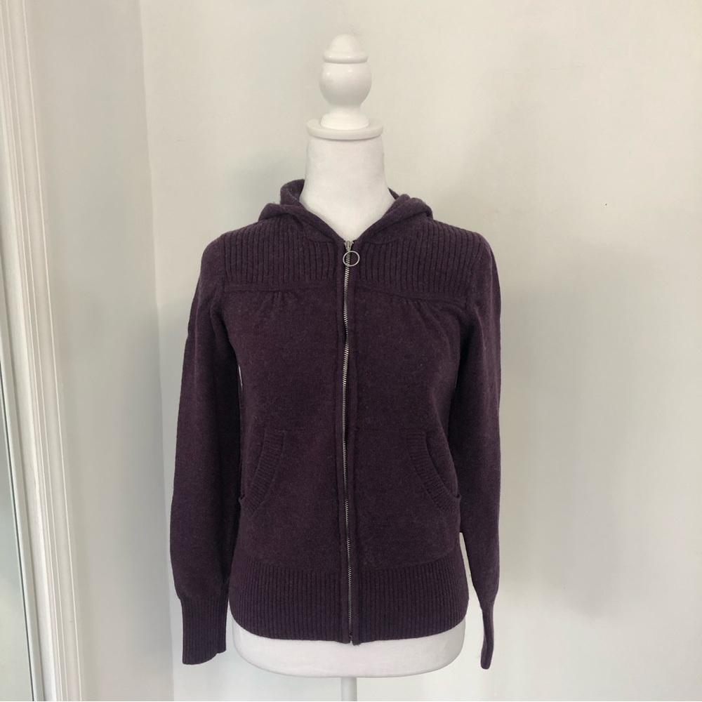 THE NORTH FACE Women Purple Full Zip Hooded Knit Sweater Sz S/P Pockets